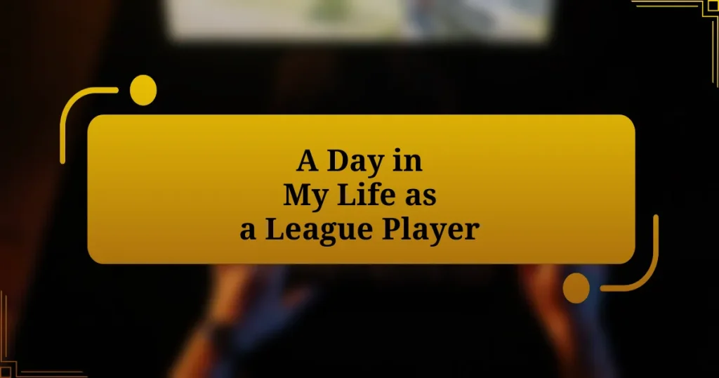 A Day in My Life as a League Player