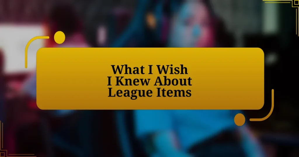 What I Wish I Knew About League Items