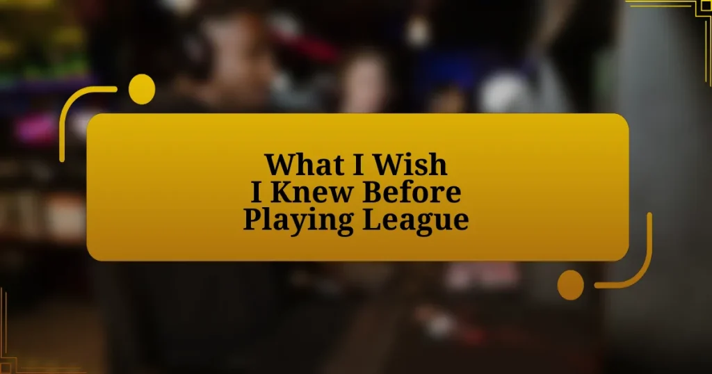 What I Wish I Knew Before Playing League