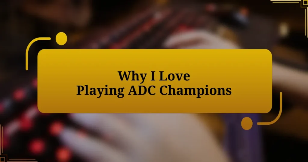 Why I Love Playing ADC Champions