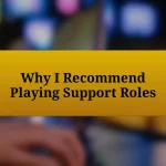 Why I Recommend Playing Support Roles