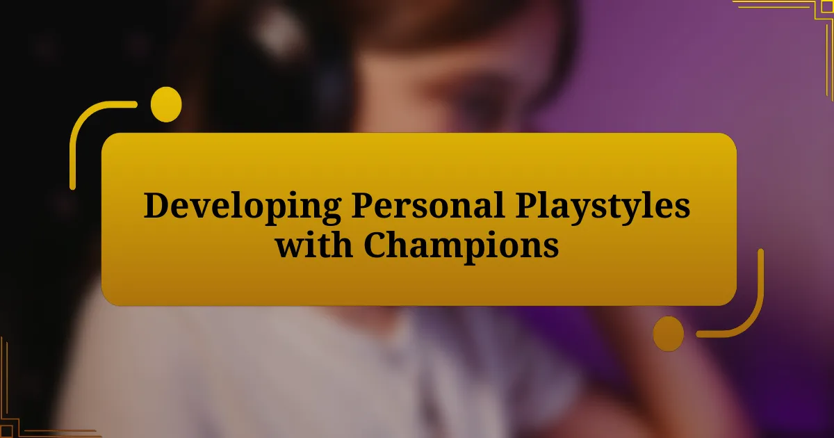 Developing Personal Playstyles with Champions