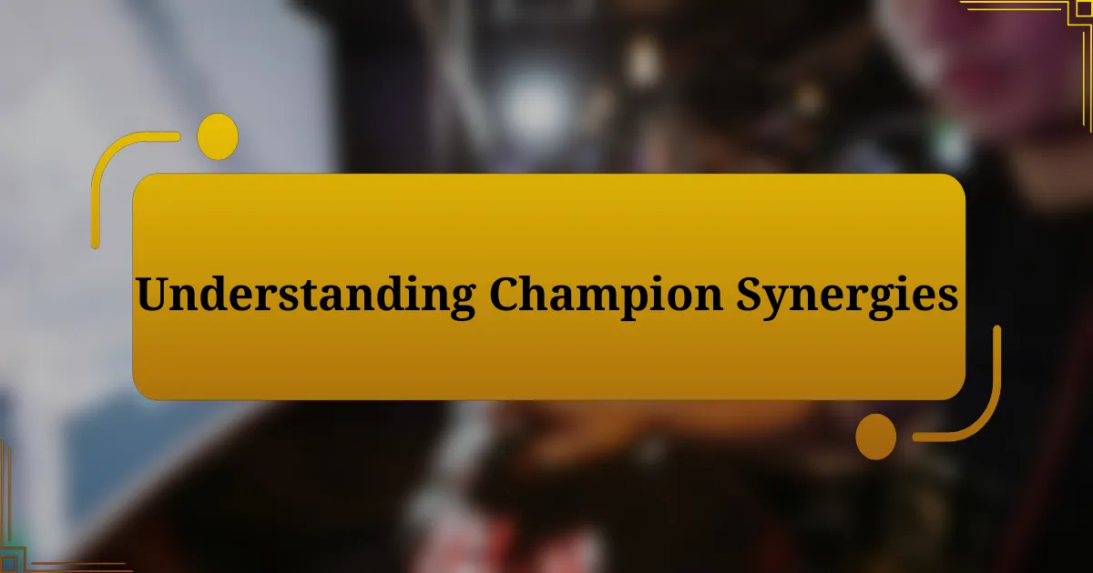 Understanding Champion Synergies